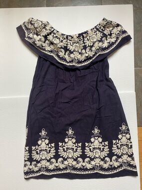 Label by Five Twelve Navy dress with cream floral embroidery